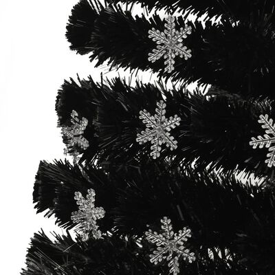 vidaXL Kerstboom met LED-sneeuwvlokken 180 cm glasvezel zwart