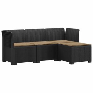 vidaXL 4-Persoons Tuinbank met Kussens Rieten Look PP Antraciet