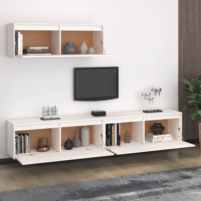vidaXL Tv-meubelen 3 st massief grenenhout wit