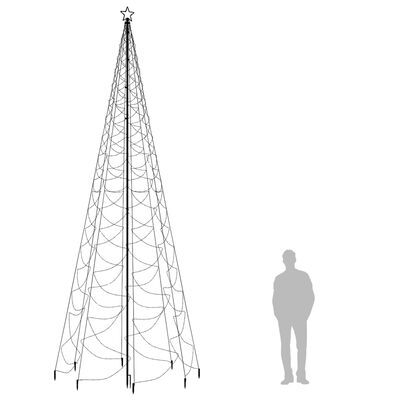 vidaXL Kerstboom met metalen paal en 1400 warmwitte LED's 5 m
