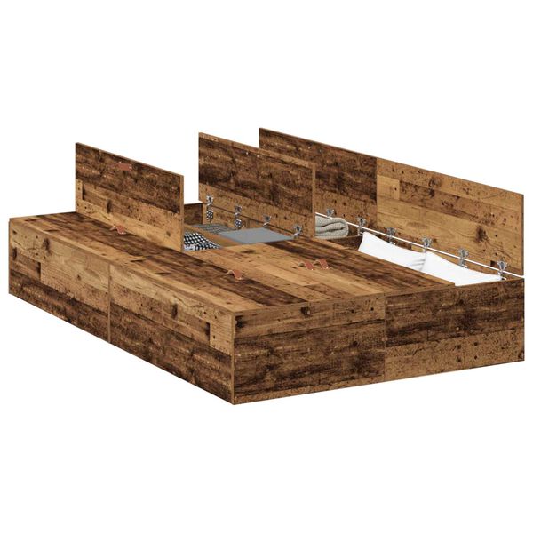 vidaXL Opbergbedframe met opslag Oud Hout 120 x 200 cm Bewerkt hout