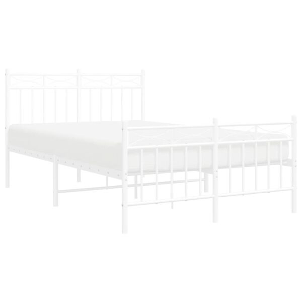 vidaXL Bedframe met hoofd- en voeteneinde metaal wit 120 x 190 cm