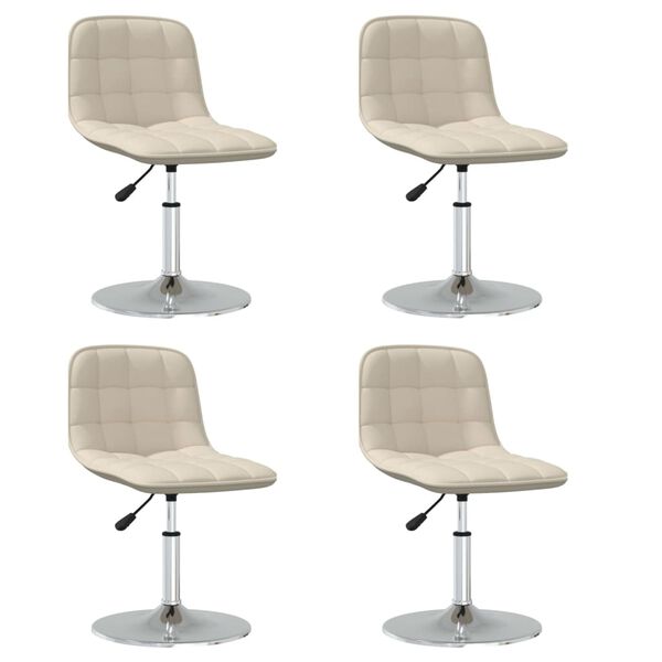 vidaXL Eetkamerstoelen 4 st draaibaar stof cr&egrave;mekleurig
