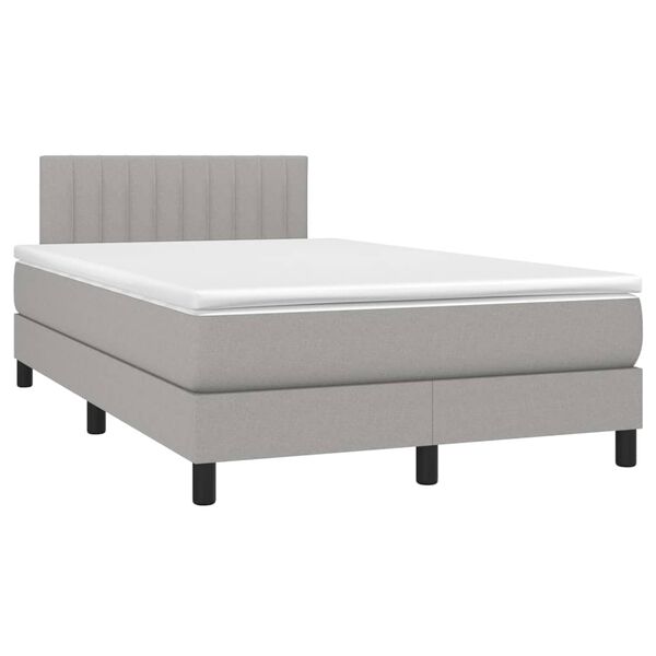 vidaXL Boxspring met matras en LED stof lichtgrijs 120x200 cm