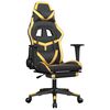 vidaXL Massage gamestoel met voetensteun kunstleer zwart & goudkleurig
