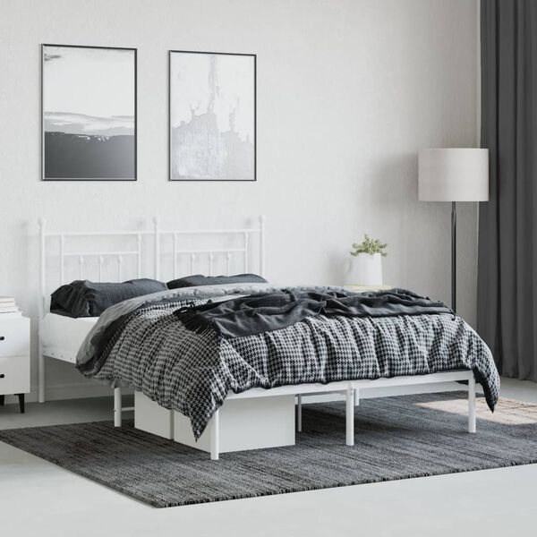 vidaXL Bedframe met hoofdbord metaal wit 140x200 cm
