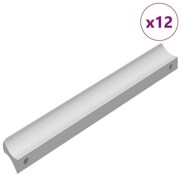 vidaXL Handvat Effen 12 pcs Zilver 105.7 x 7.4 x 15.5 mm Aluminium