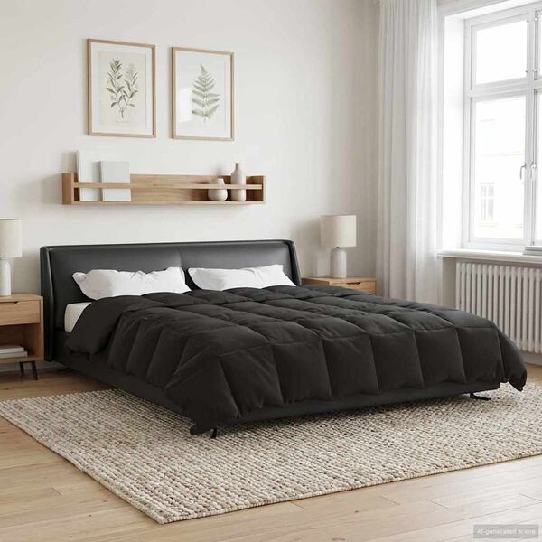 vidaXL Vol jaar dekbed Gekwilt Antraciet 200 x 200 cm Microfiber