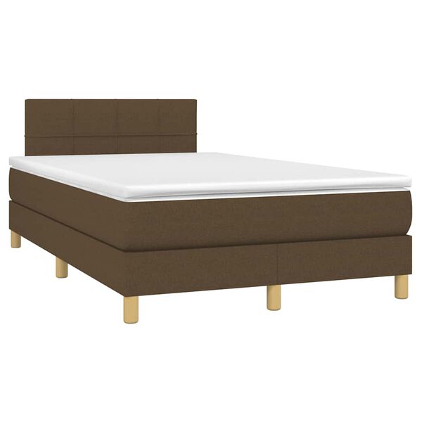 vidaXL Boxspring met matras en LED stof donkerbruin 120x190 cm