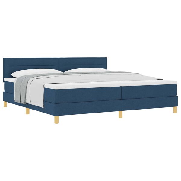 vidaXL Boxspringbed met matras met hoofdeinde Blauw 200 x 200 cm Stof