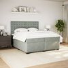 vidaXL Boxspring met matras fluweel lichtgrijs 200x200 cm