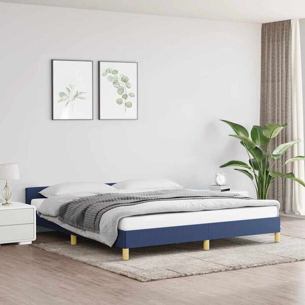 vidaXL Bedframe met hoofdeinde zonder matras 180x200 cm stof blauw