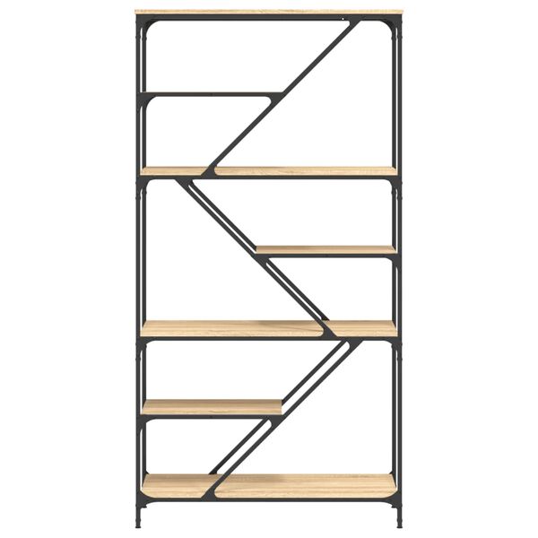 vidaXL Boekenrek 91x36x176 cm bewerkt hout en staal sonoma eikenkleur