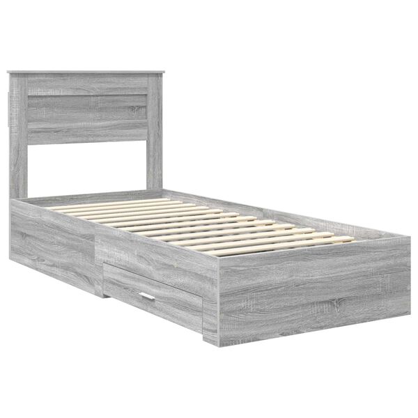 vidaXL Bedframe met hoofdeinde Grijs Sonoma 100 x 200 cm Bewerkt hout