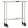 vidaXL Keukenwerktafel met wielen 82,5x30x85 cm roestvrij staal