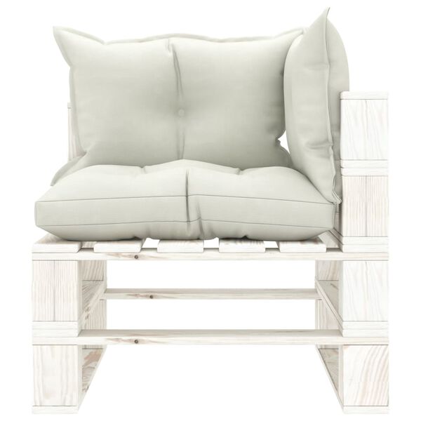 vidaXL 8-delige Loungeset met beige kussens pallet hout