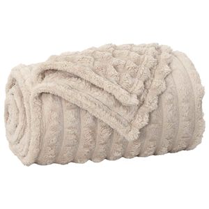 vidaXL Gooi Deken Beige 150 x 130 cm Fleece