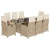 vidaXL 9-delige Tuinset met kussens poly rattan beige