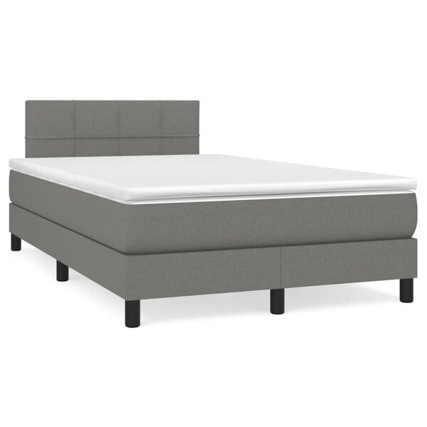 vidaXL Boxspring met matras en LED stof donkergrijs 120x190 cm