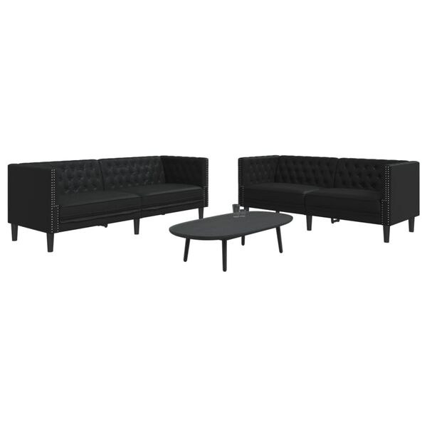 vidaXL 2-delige Loungeset Chesterfield-stijl kunstleer zwart