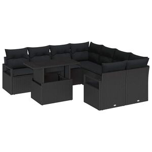 vidaXL Tuin Sofa Set 9 st 8-Aantal zitplaatsen Zwart poly rattan