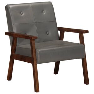 vidaXL Fauteuil echt leer grijs