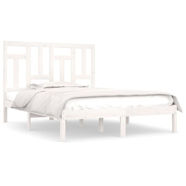 vidaXL Bedframe zonder matras massief grenenhout wit 140x200 cm