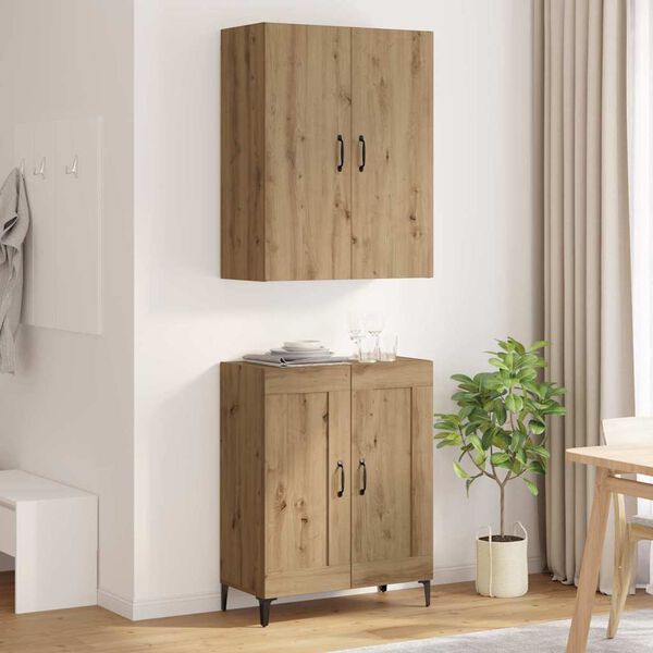 vidaXL Highboard Artisan Eiken 69,5 x 34 x 180 cm Bewerkt hout