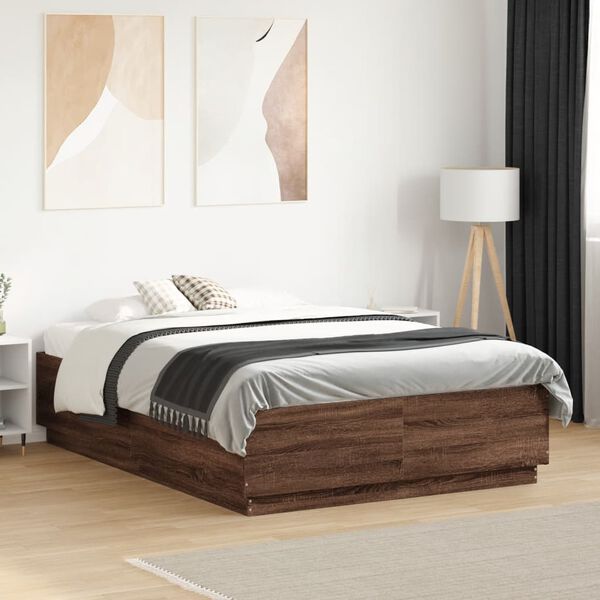 vidaXL Bedframe bewerkt hout bruin eikenkleur 120x190 cm
