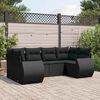 vidaXL 6-delige Loungeset met kussens poly rattan zwart