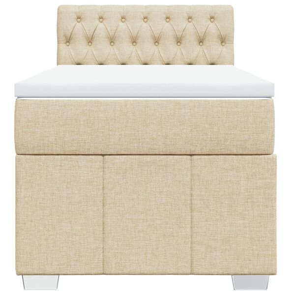 vidaXL Boxspring met matras stof cr&egrave;mekleurig 90x200 cm
