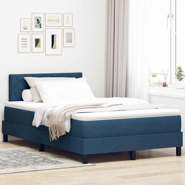vidaXL LED Box Spring Bed met matras met LED Blauw 120 x 190 cm Stof