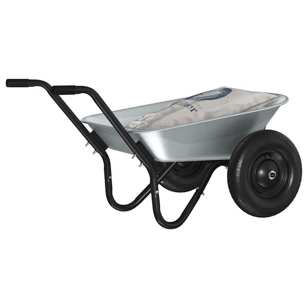 vidaXL Kruiwagen Zilver en Zwart 124 x 73 x 65 cm Staal