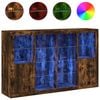 vidaXL Dressoirs met LED-verlichting 3 st bewerkt hout gerookt eiken