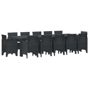 vidaXL Tuin Eetset met kussen 13 pcs Antraciet Polyrattan