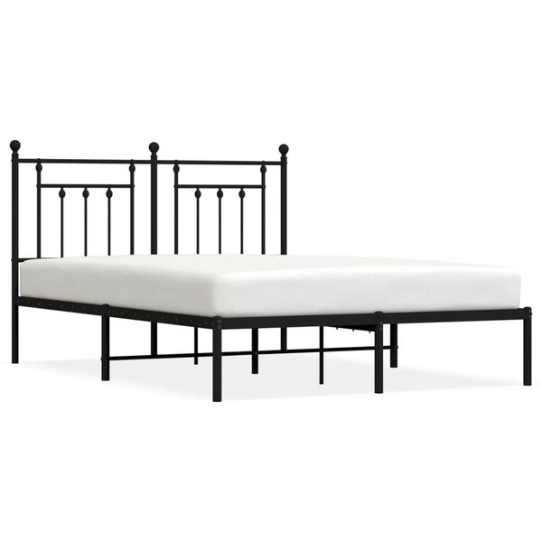 vidaXL Bedframe met hoofdbord metaal zwart 140x200 cm