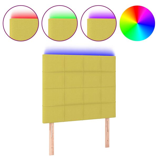 vidaXL Hoofdbord LED 80x5x118/128 cm stof groen