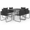 vidaXL 7-delige Tuinset PVC-rattan zwart