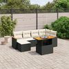 vidaXL 7-delige Loungeset met kussens poly rattan zwart