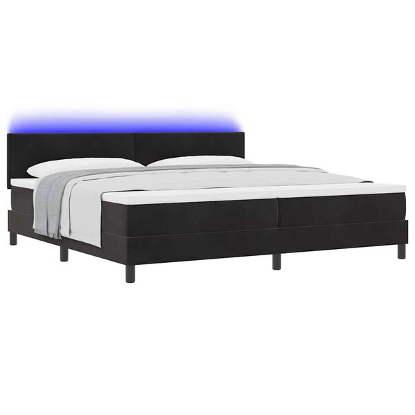 vidaXL LED Box Spring Bed met matras Zwart 200 x 200 cm Fluweel