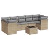 vidaXL 8-delige Loungeset met kussens poly rattan beige
