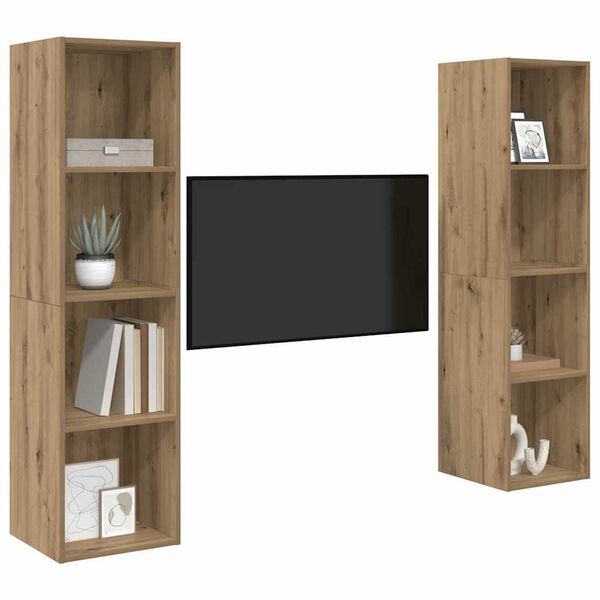 vidaXL Tv-meubelset 2 pcs Bruin 37 x 37 x 142,5 cm Bewerkt hout