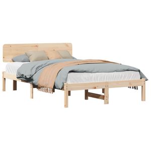 vidaXL Bedframe met hoofdeinde Naturel 120 x 200 cm Massief grenenhout