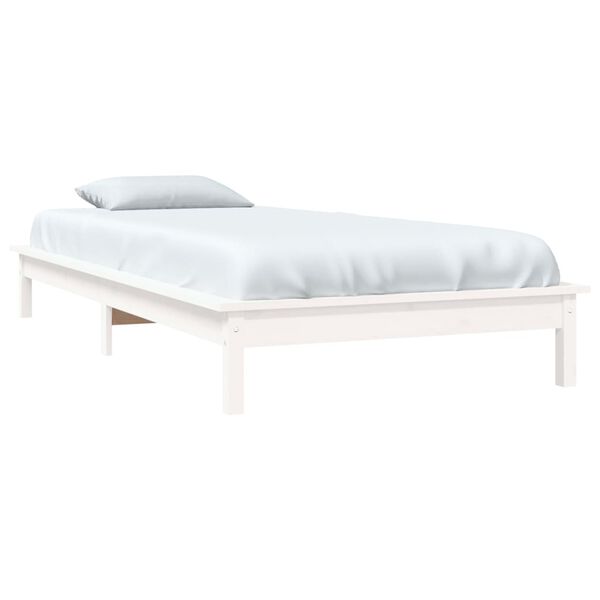 vidaXL Bedframe massief grenenhout wit 90x190 cm