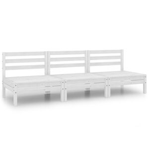vidaXL 3-delige Loungeset massief grenenhout wit