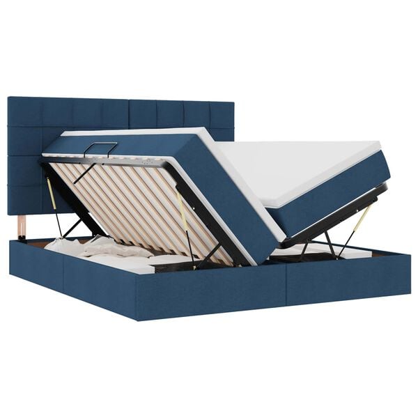 vidaXL Opslag bed met matras met opslag Blauw 200 x 200 cm Nep Leer