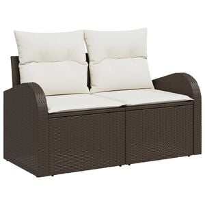 vidaXL Tuin Sofa Set met kussen 8 pcs Bruin, Cr&egrave;me 55 x 55 x 37 cm