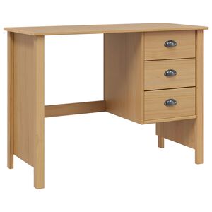 vidaXL Bureau met lades HILL Honingbruin 100 x 45 x 74 cm