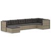 vidaXL 7-delige Loungeset met kussens poly rattan grijs