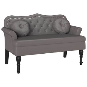 vidaXL Chesterfield Bank met kussen Grijs 120,5 x 65 x 75 cm Nep Leer